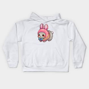 Bunny in Pink Hat Kids Hoodie